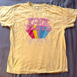 Pink Floyd Short Sleeve Tee - Yellow with Multicolor Design